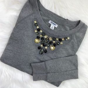 Old Navy Grey Sweatshirt with Jeweled Neckline!
